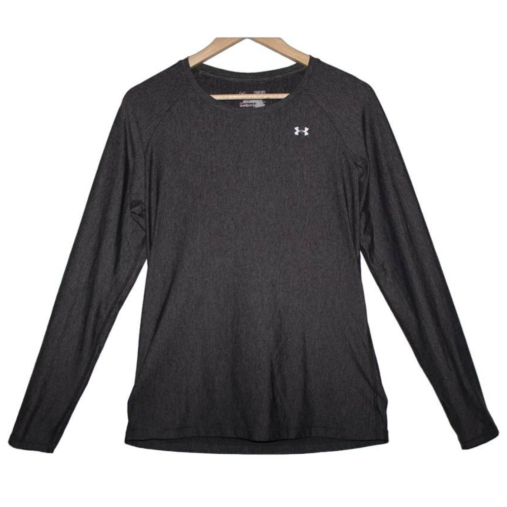 Men's Under Armour Heatgear Heather Gray Crewneck Long Sleeve Shirt Size Medium